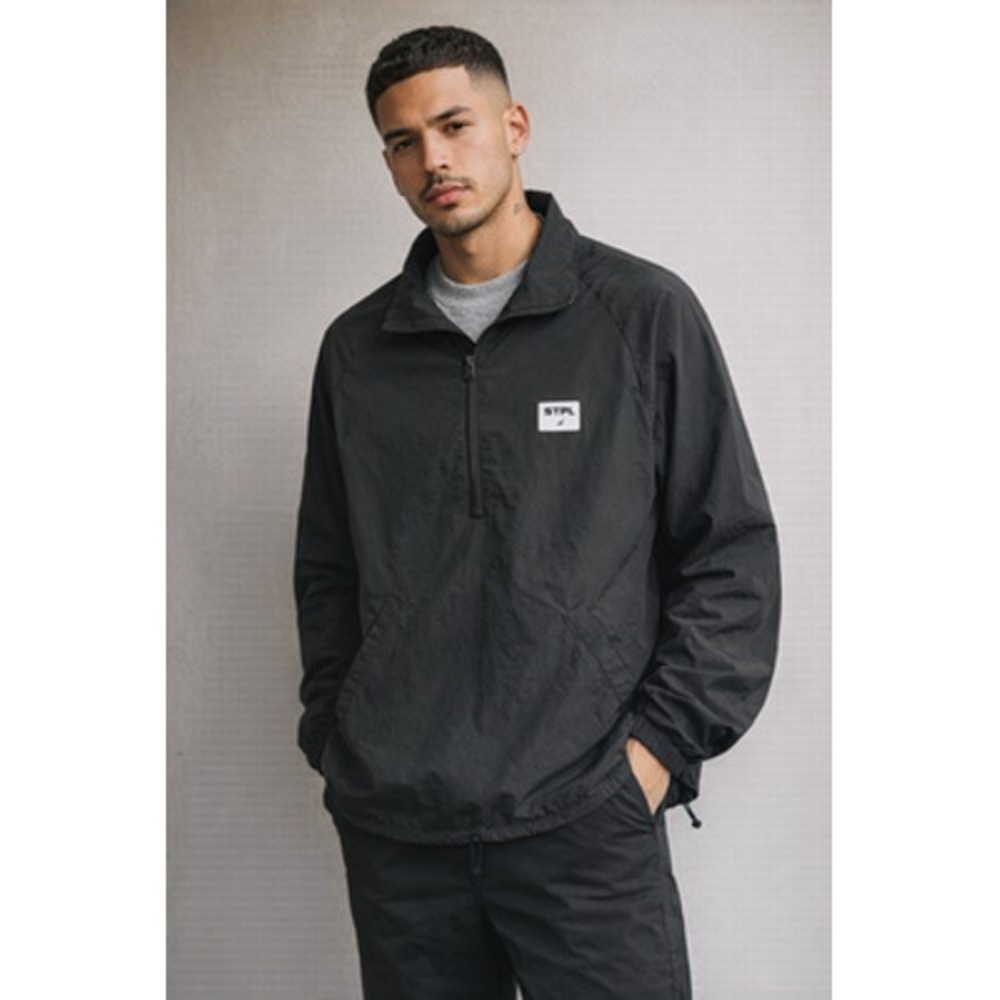 Staple Jacket Mens Large Gray 1/4 Zip Windbreaker Pullover‎ Lightweight Logo